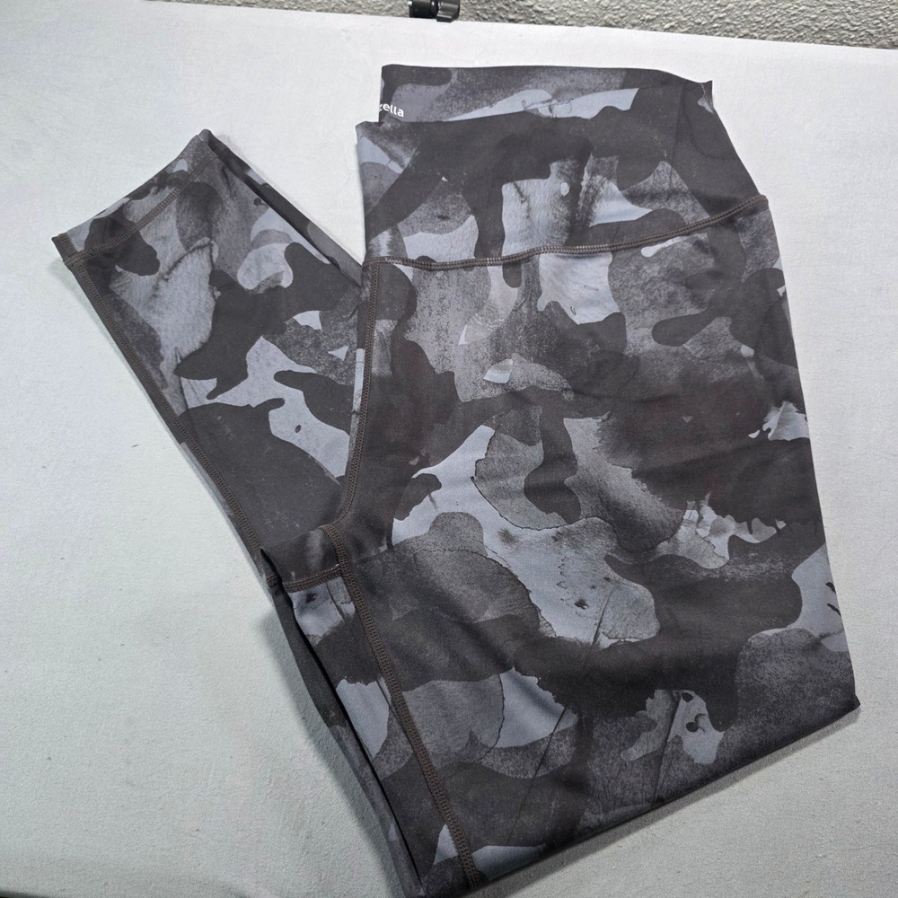 Zella Womens 2X Grey Black Abstract Camo High Rise Activewear Leggings Plus Size